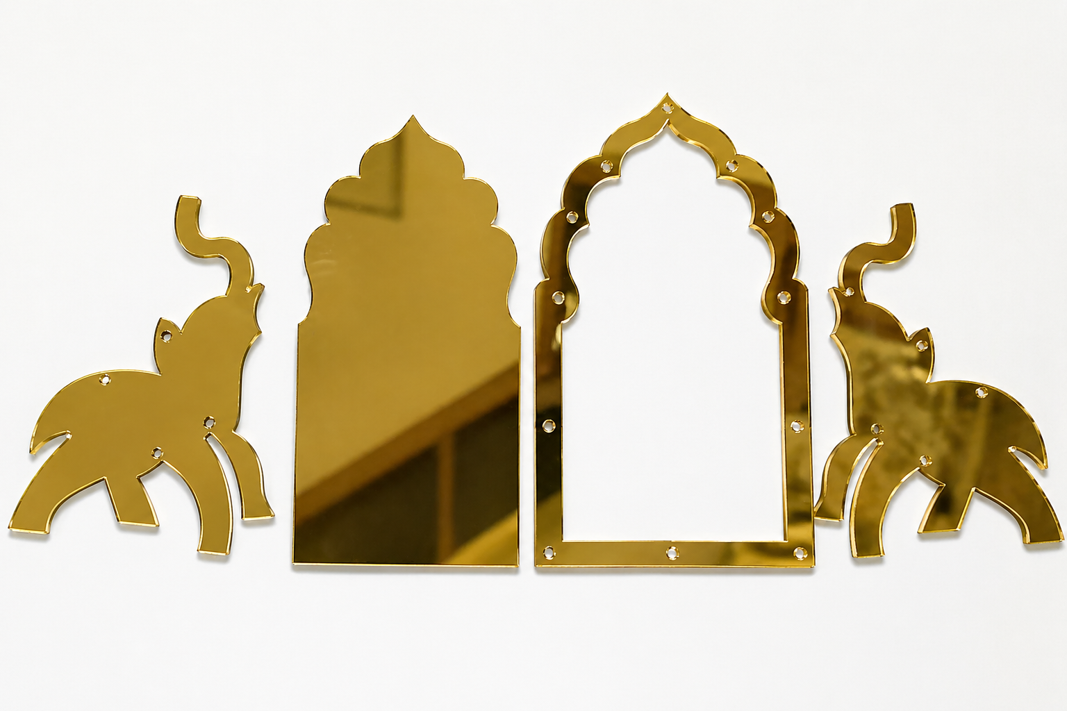 Small Elephant and Jarukha Shape Acrylic Mirror (12 Pcs)