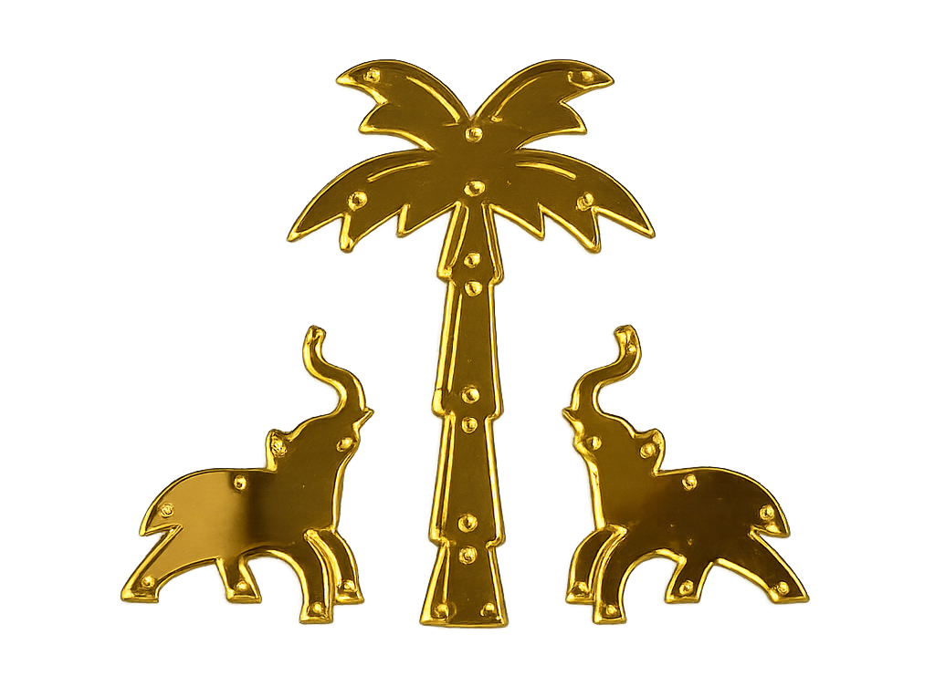 Elephant and tree Shape Acrylic Mirror Golden(16 jodi)