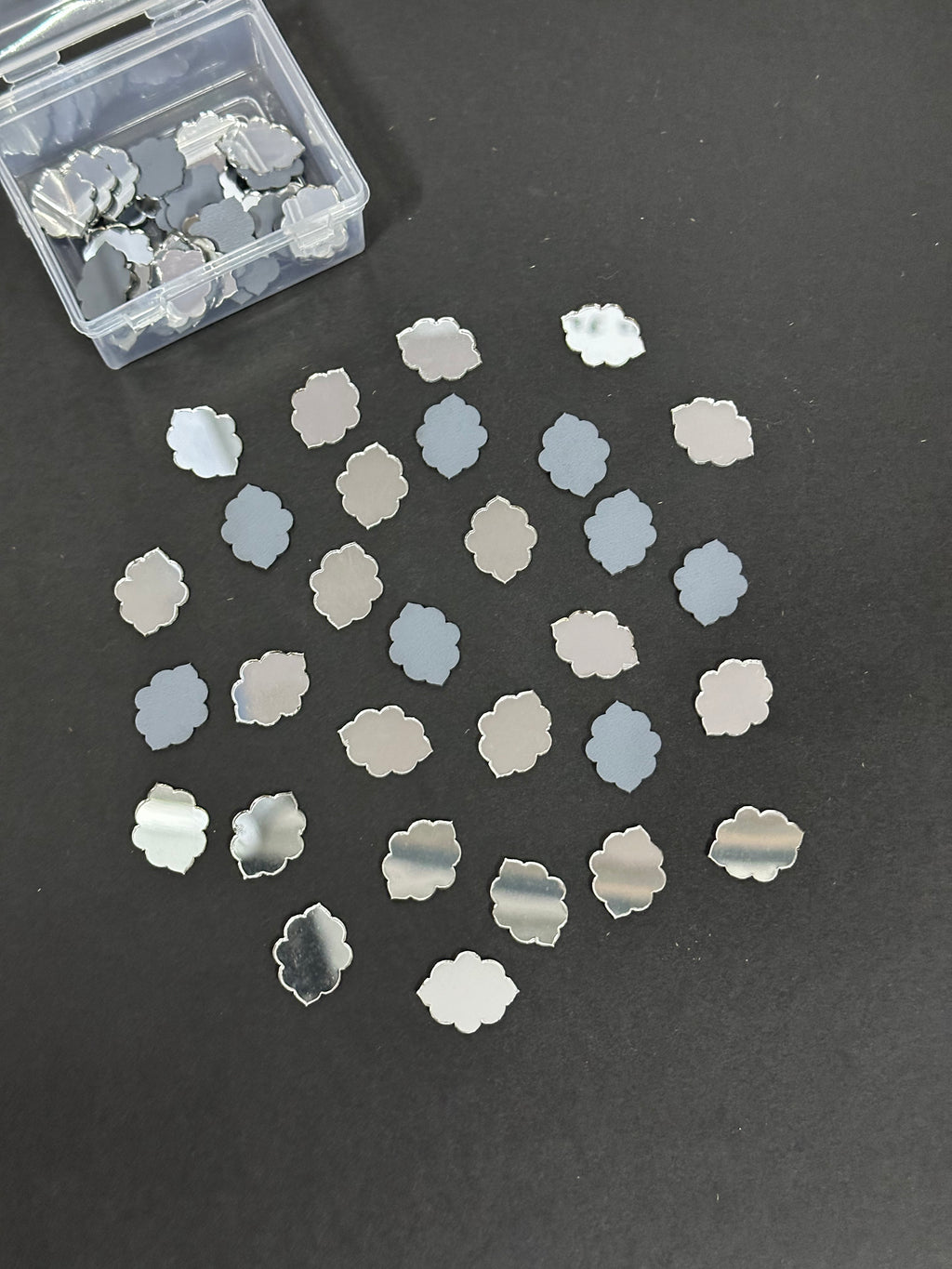 Cloud Flower/Floral Petal Shape Silver Acrylic Mirror 19x25 mm (57 pcs)