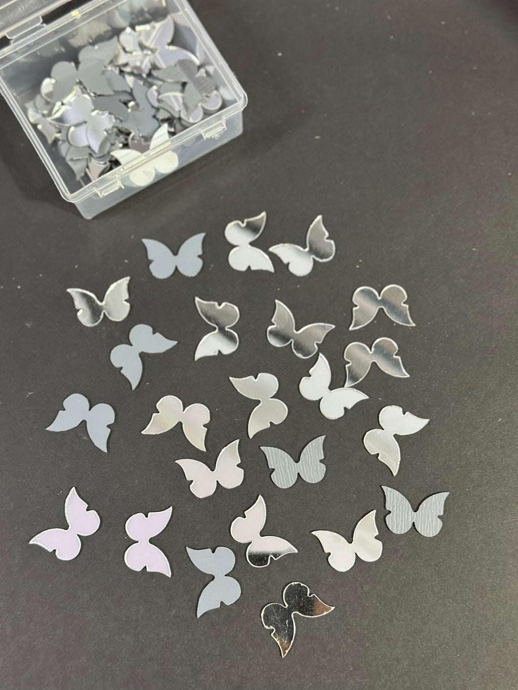 Butterfly Shape Silver Acrylic Mirror 27x18 mm (56 pcs)