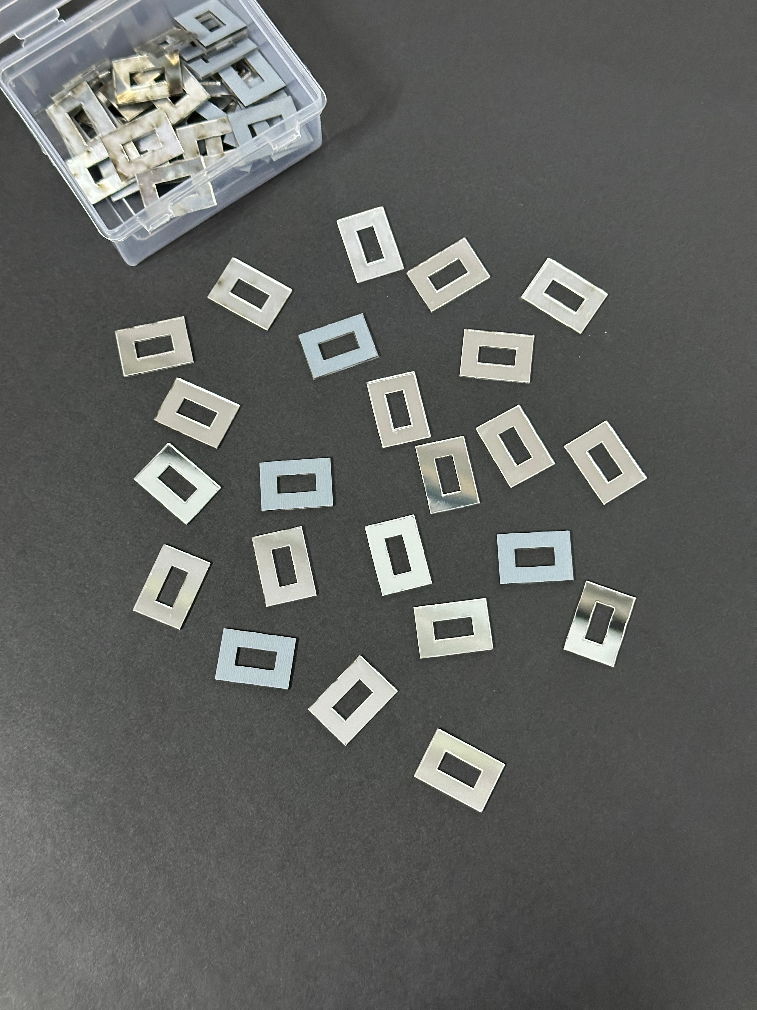 Rectangle Shape Silver Acrylic Mirror 16x25 mm (57 pcs)