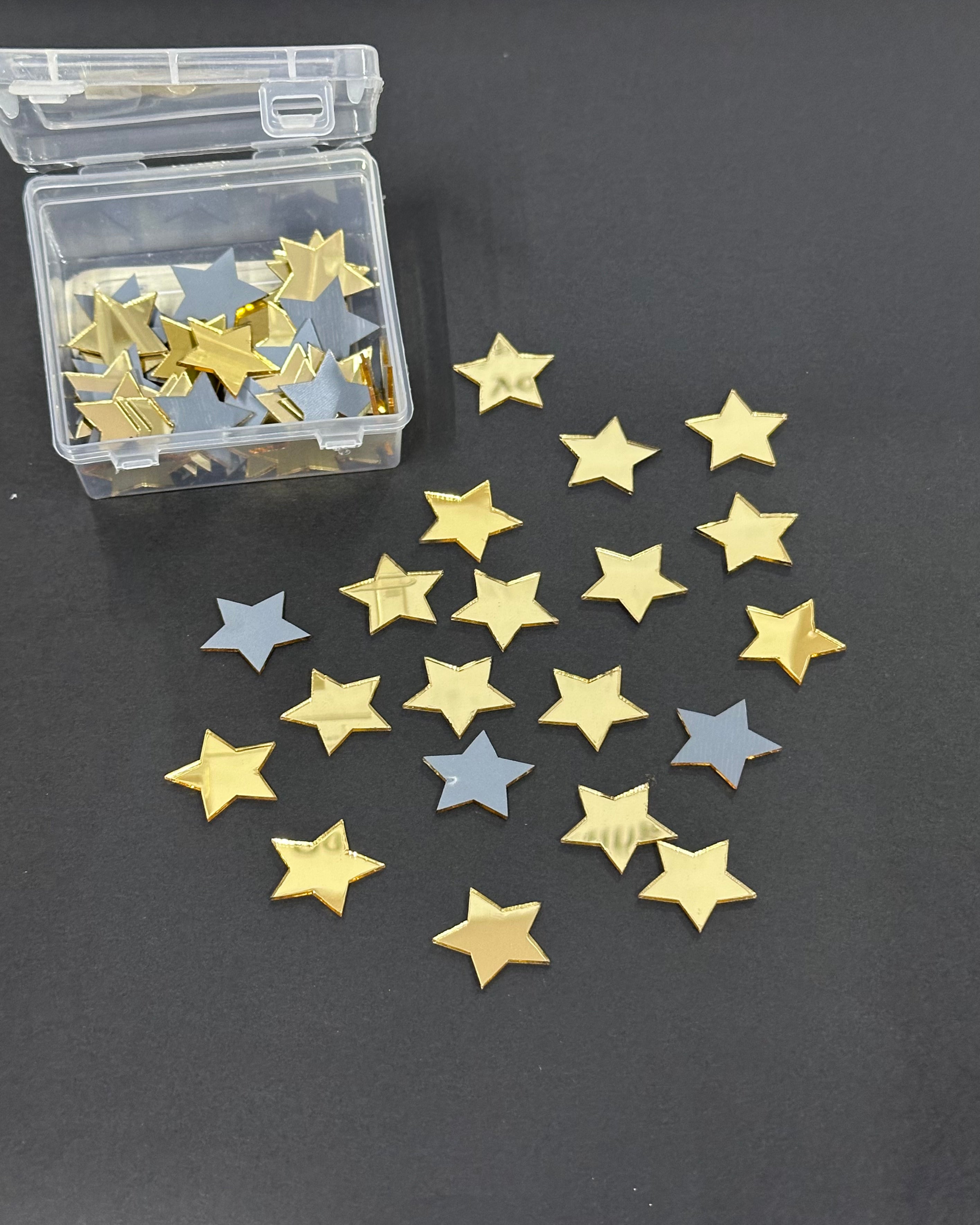 Star Shape Golden Acrylic Mirror 25 mm (59 pcs)