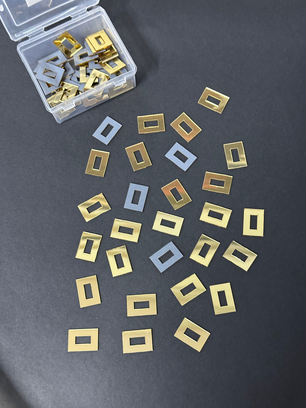 Rectangle Shape Golden Acrylic Mirror 16x25 mm (57 pcs)