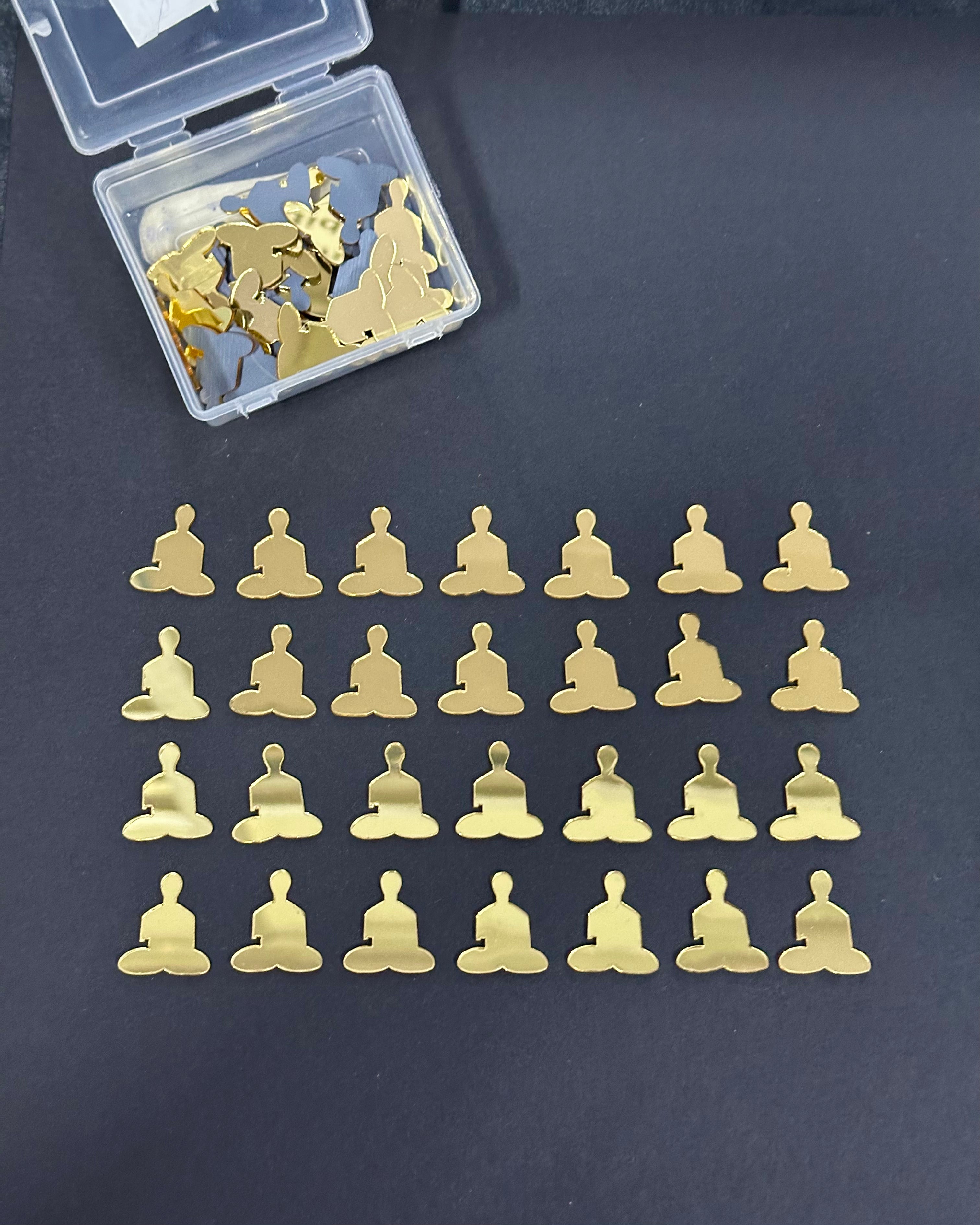 Budhdha Shape Golden Acrylic Mirror 23x25 mm (60 pcs)