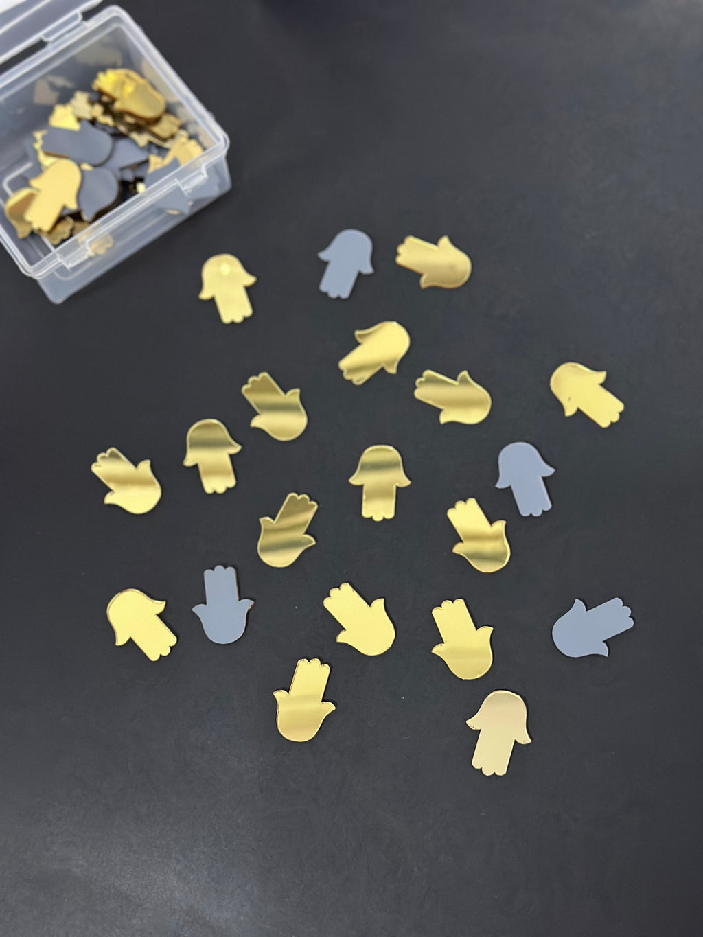 Hamsa Hand/Hand Shape Golden Acrylic Mirror 21x27 mm (54 pcs)