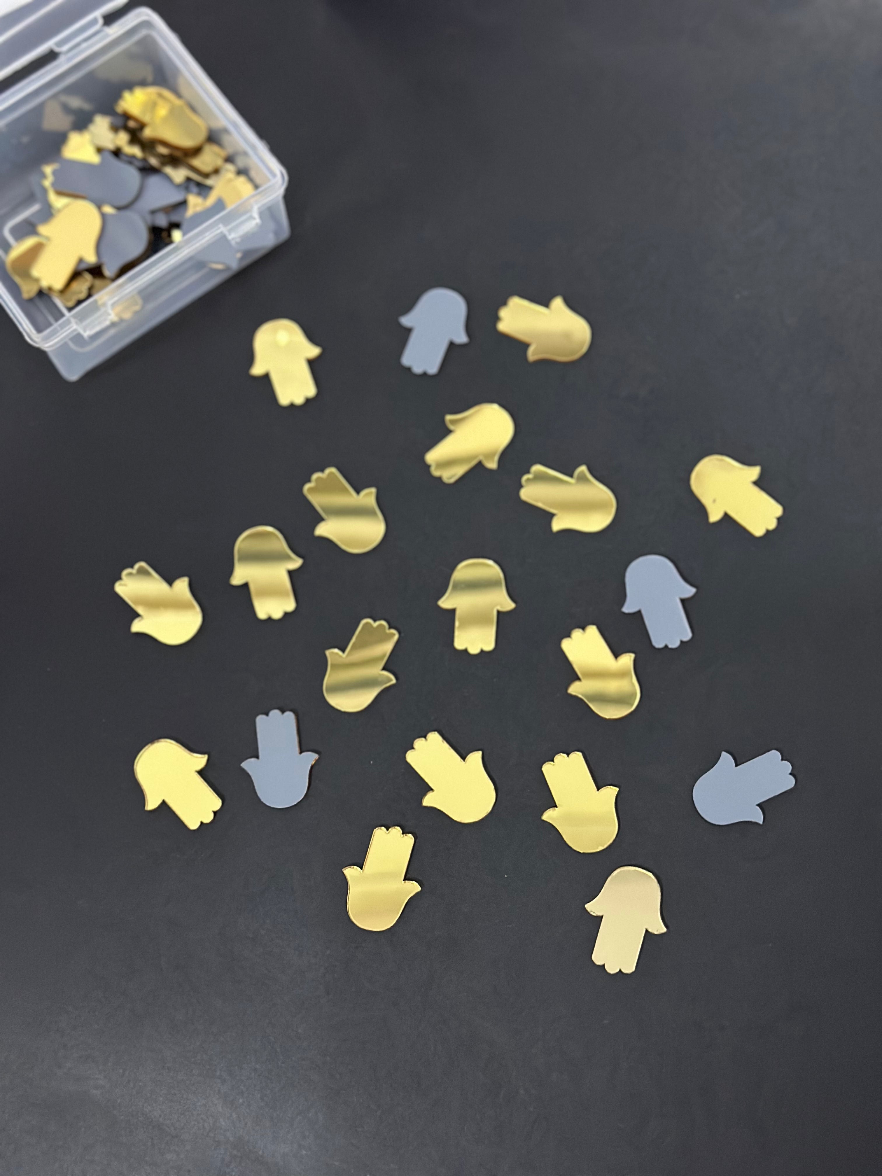 Hamsa Hand/Hand Shape Golden Acrylic Mirror 21x27 mm (54 pcs)