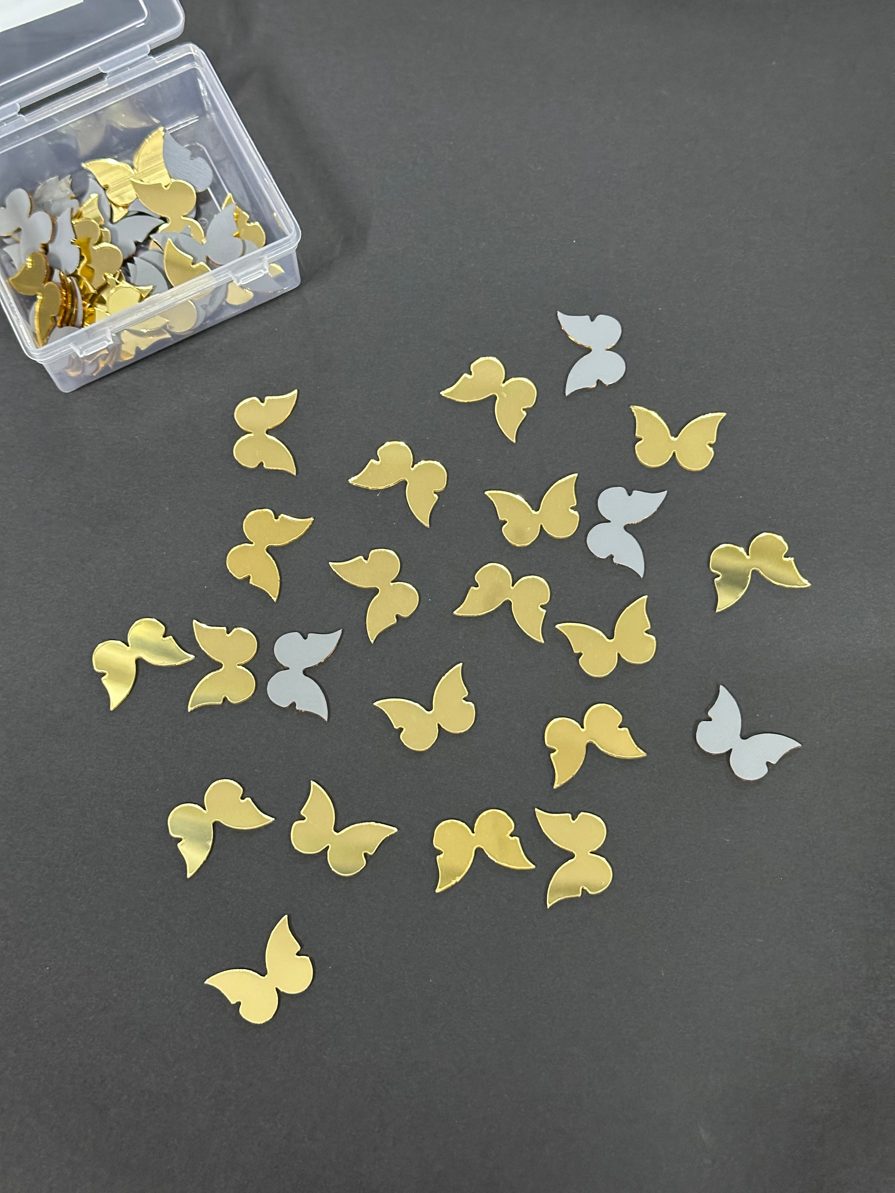 Butterfly Shape Golden Acrylic Mirror 27x18 mm (56 pcs)