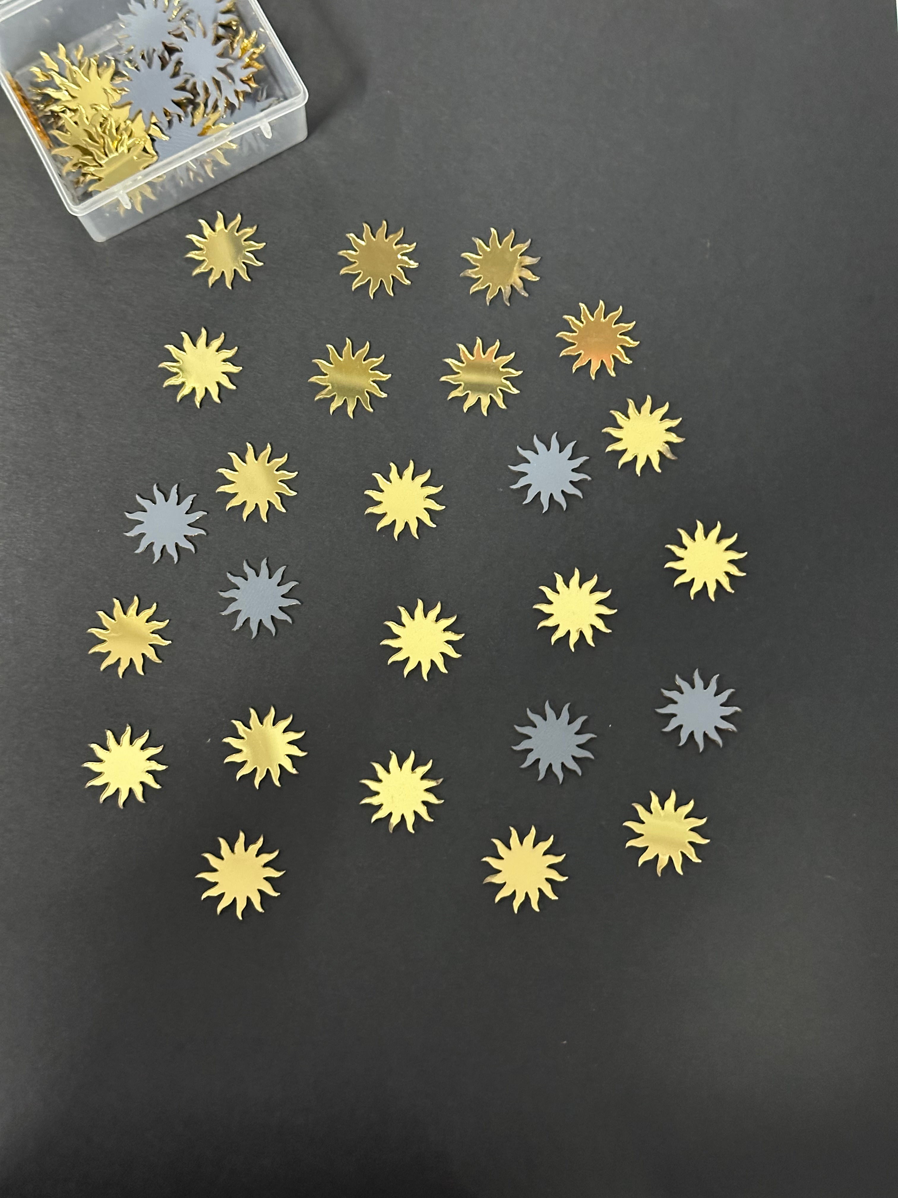 Sun Shape Golden Acrylic Mirror 26 mm (60 pcs)