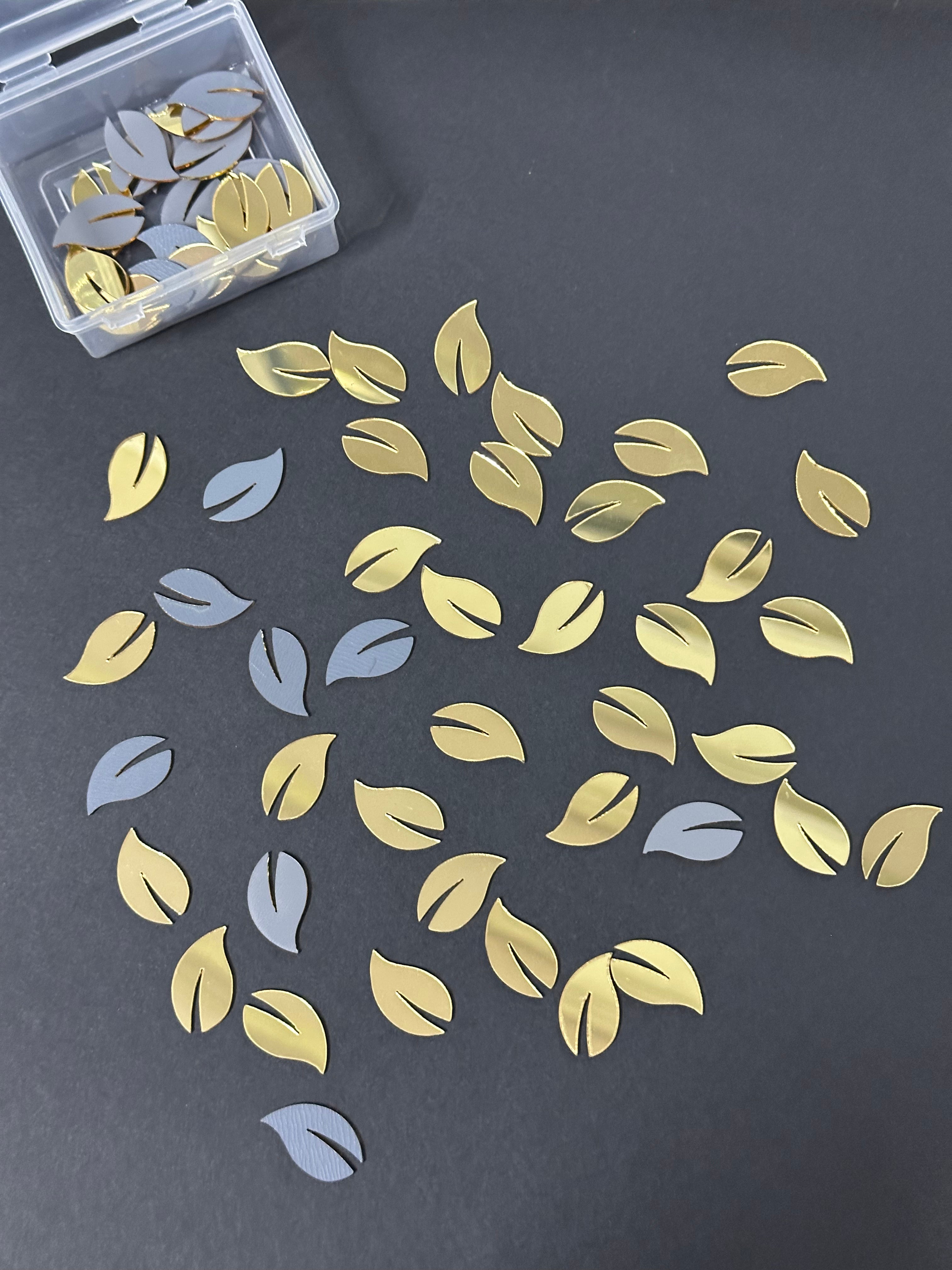 Leaf Shape Golden Acrylic Mirror 16x28 mm (65 pcs)