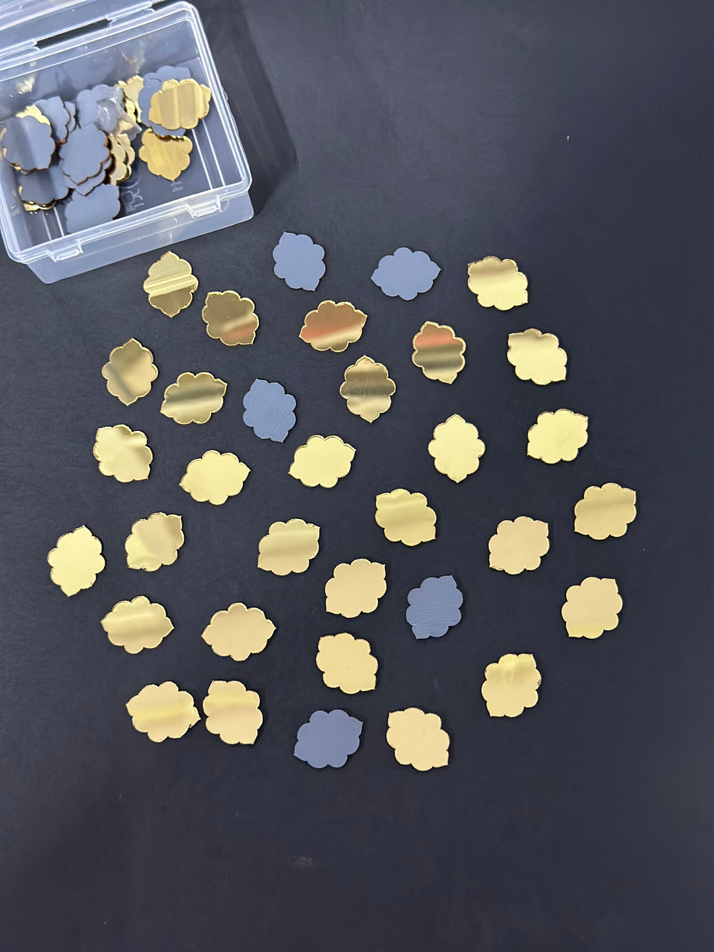 Cloud Flower/Floral Petal Shape Golden Acrylic Mirror 19x25 mm (57 pcs)