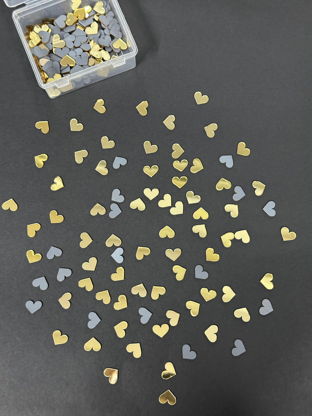 Small Heart Shape Golden Acrylic Mirror 11 mm (218 pcs)