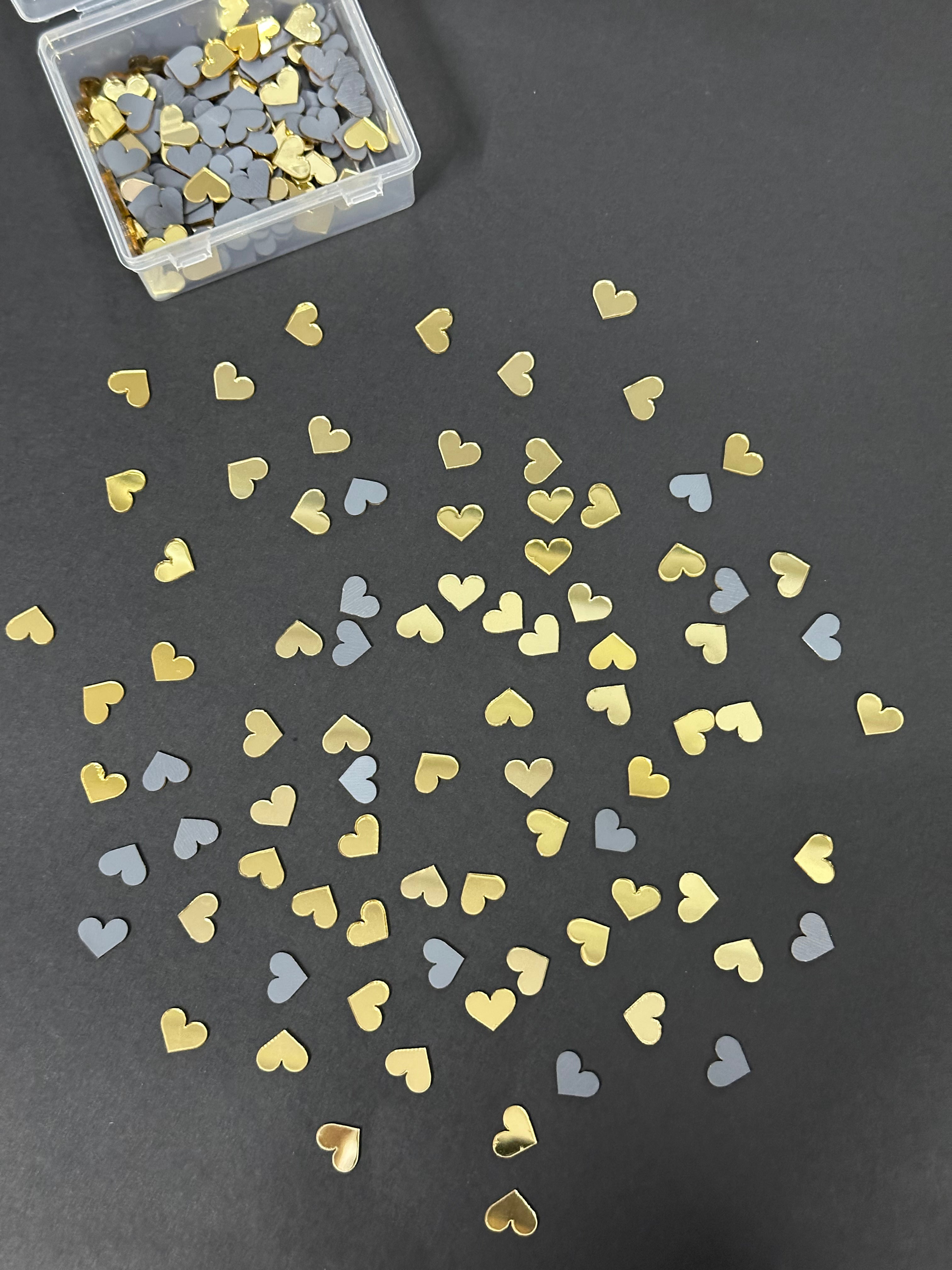 Small Heart Shape Golden Acrylic Mirror 11 mm (218 pcs)