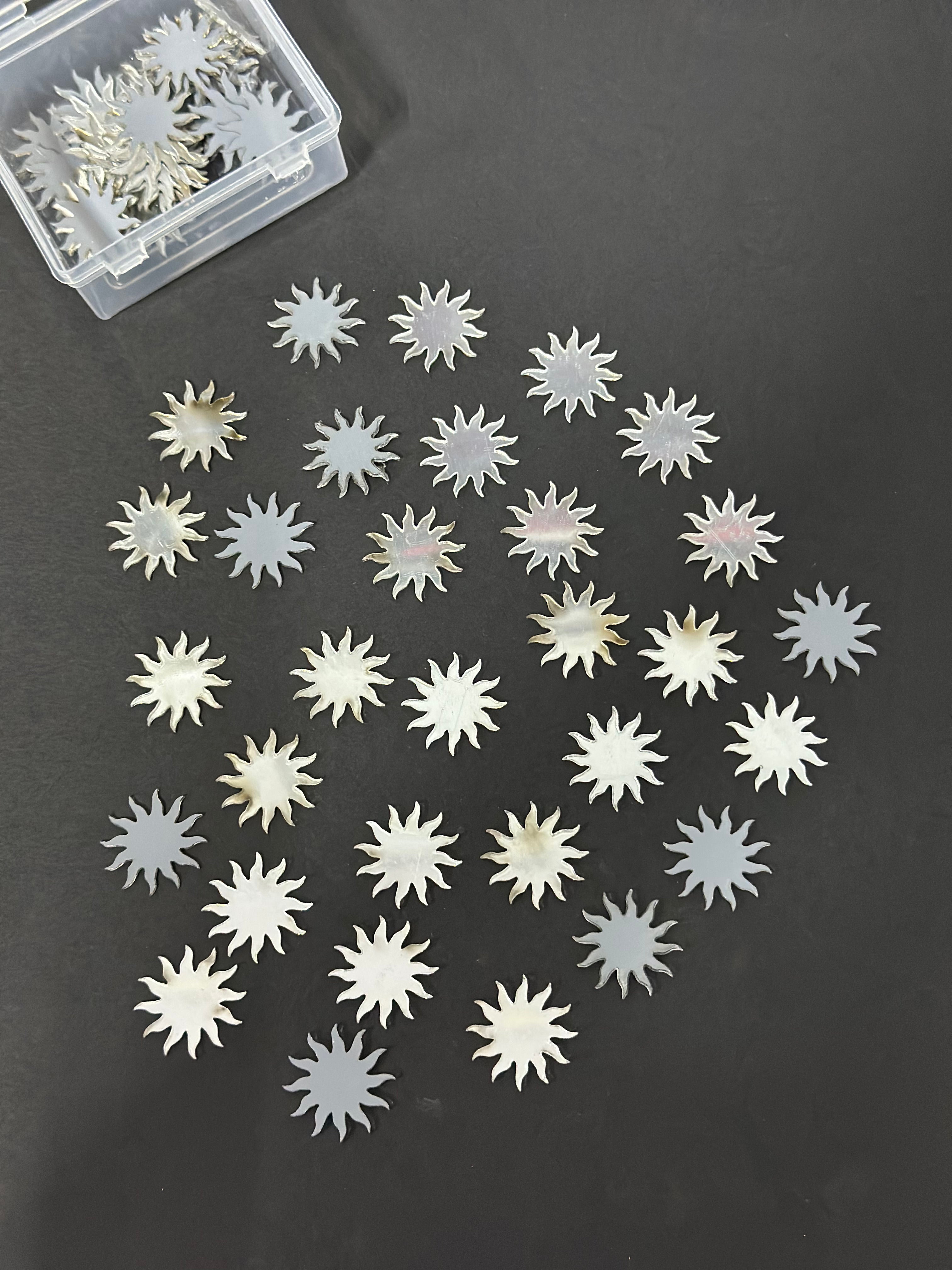 Sun Shape Silver Acrylic Mirror 26 mm (60 pcs)