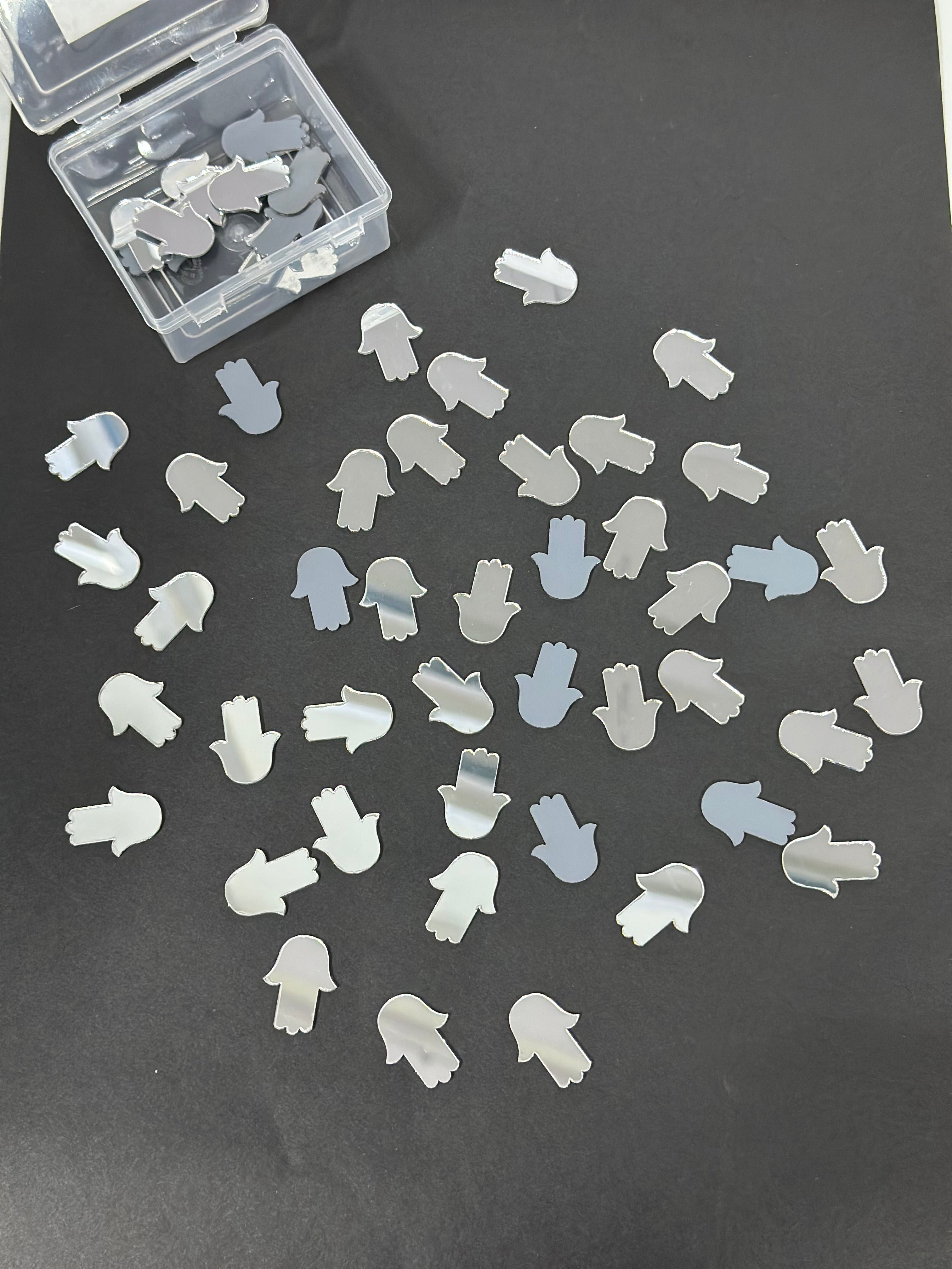 Hamsa Hand/Hand Shape Silver Acrylic Mirror 21x27 mm (54 pcs)