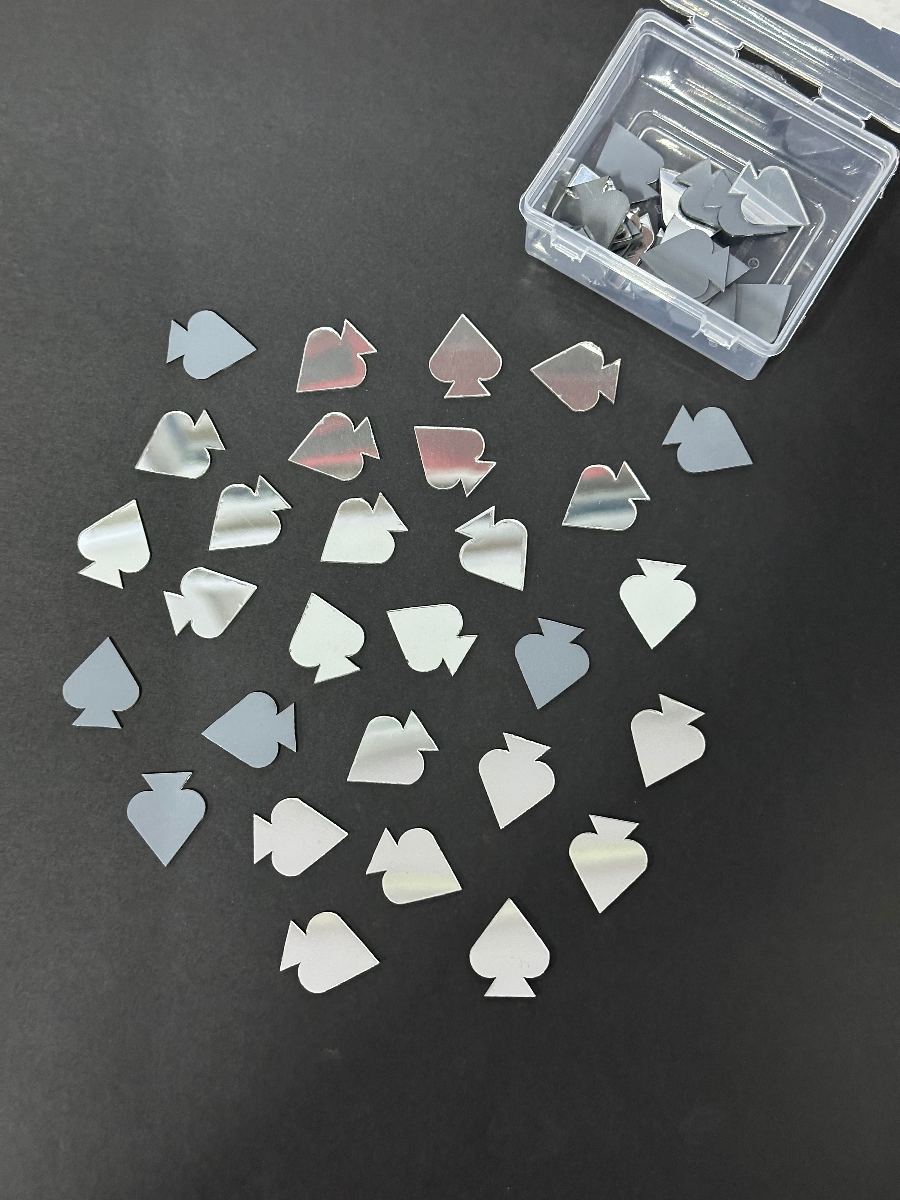 Card Spade Shape Silver Acrylic Mirror  21x25 mm (54 pcs)