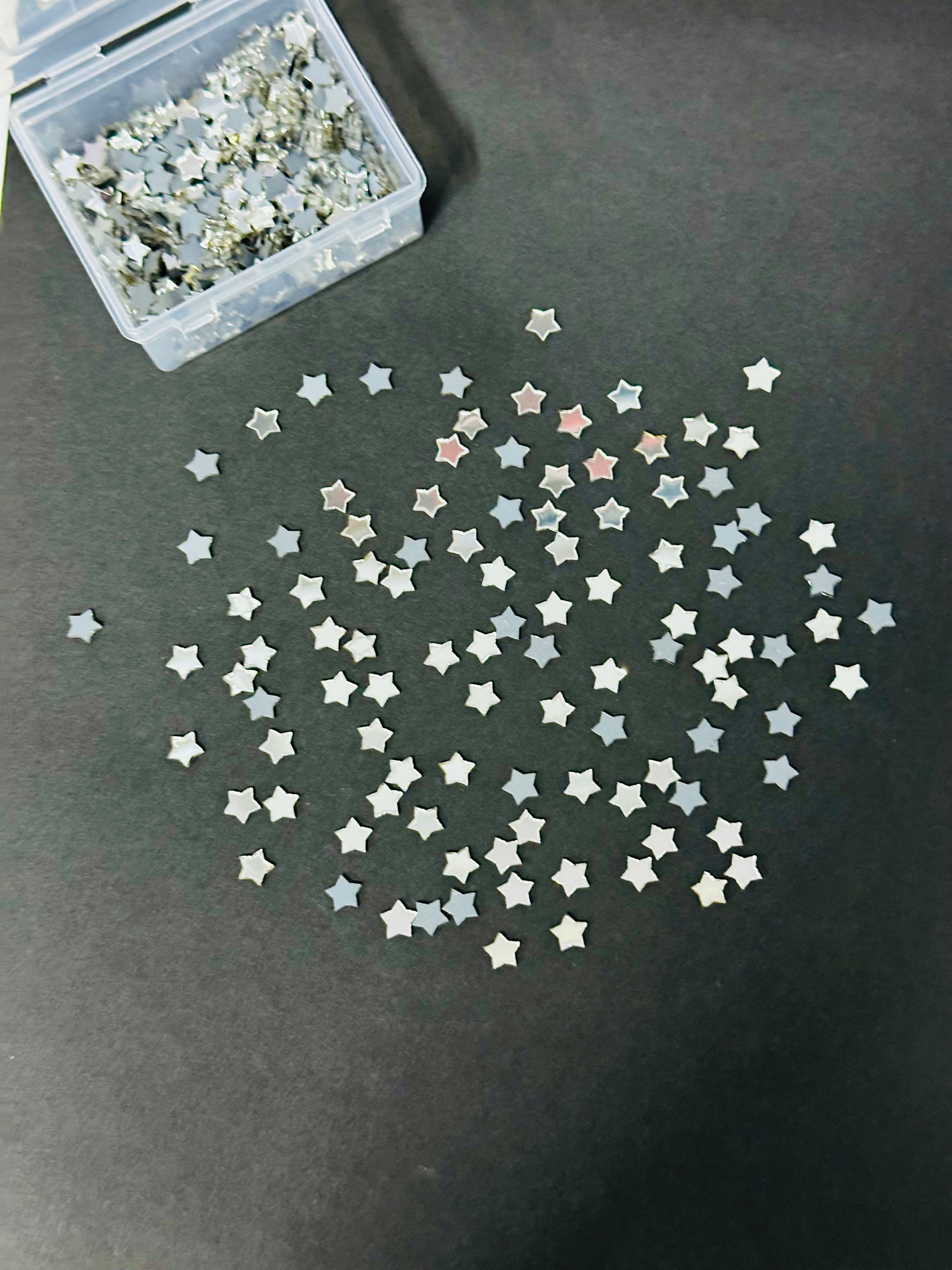 Small Star Shape Silver Acrylic Mirror 9 mm (370 pcs)