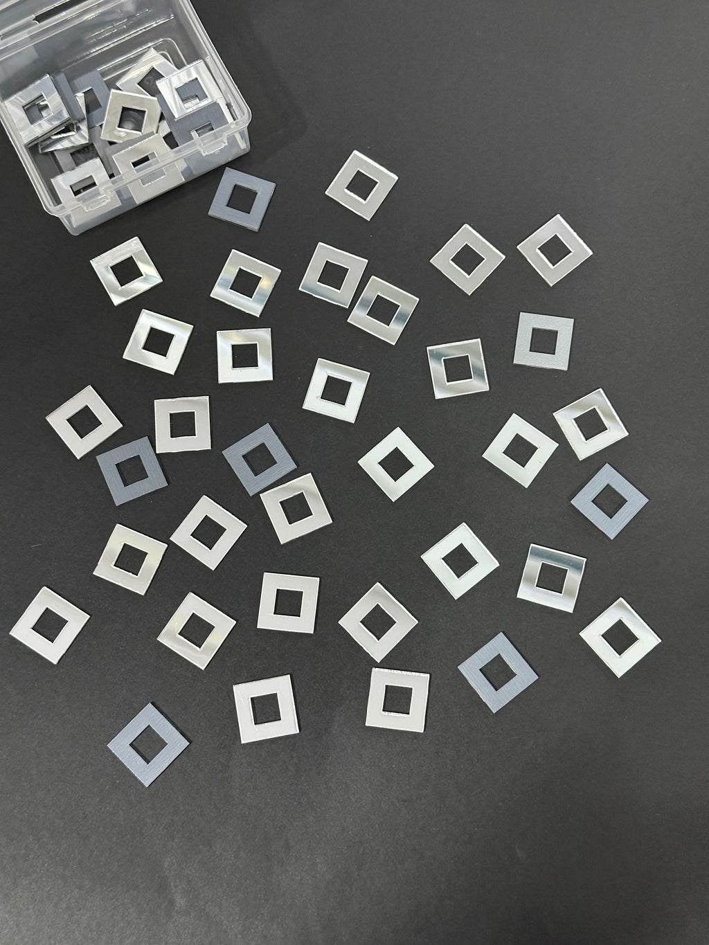 Sqaure Shape Silver Acrylic Mirror 20 mm (52 pcs)