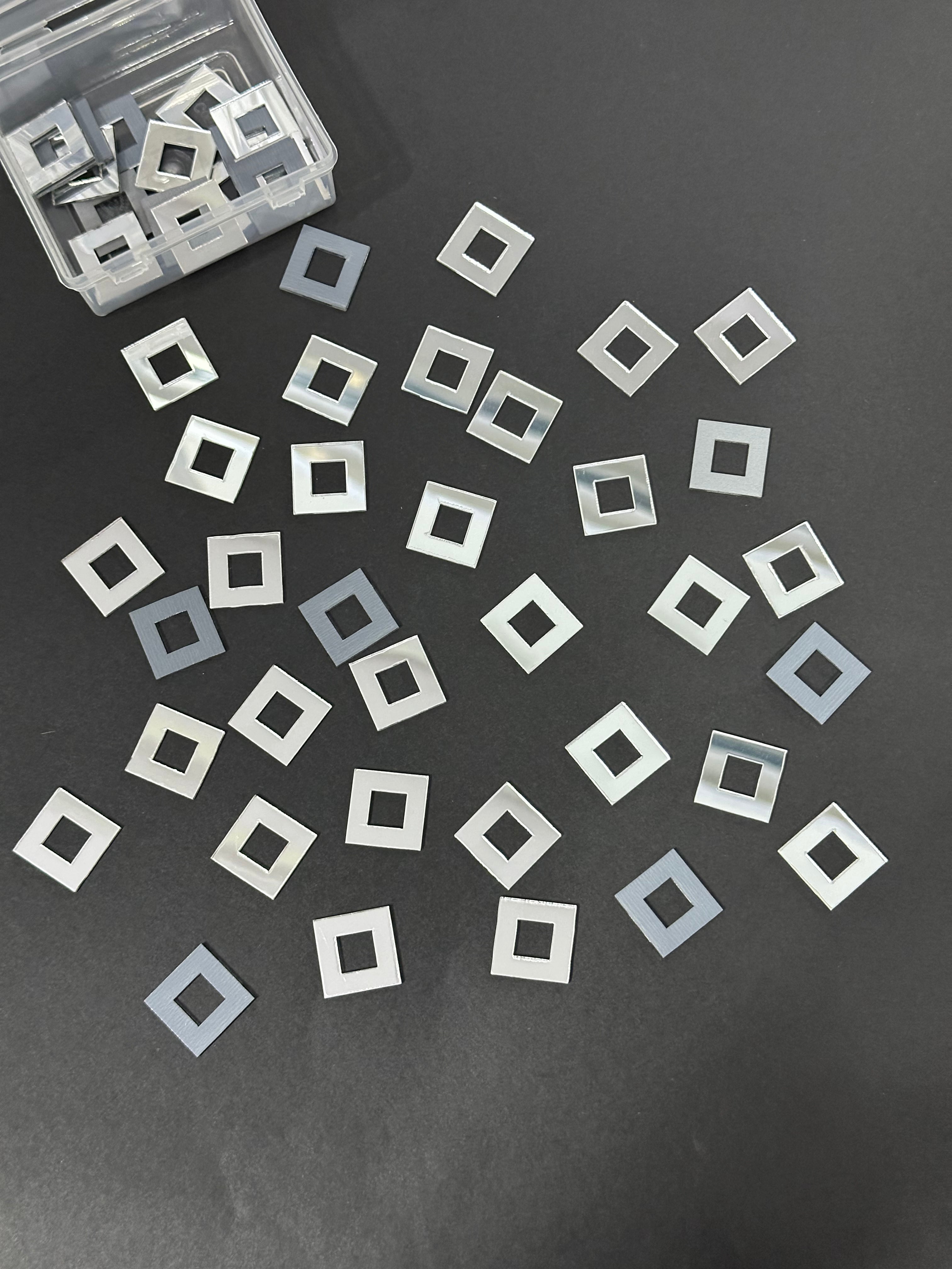 Sqaure Shape Silver Acrylic Mirror 20 mm (52 pcs)