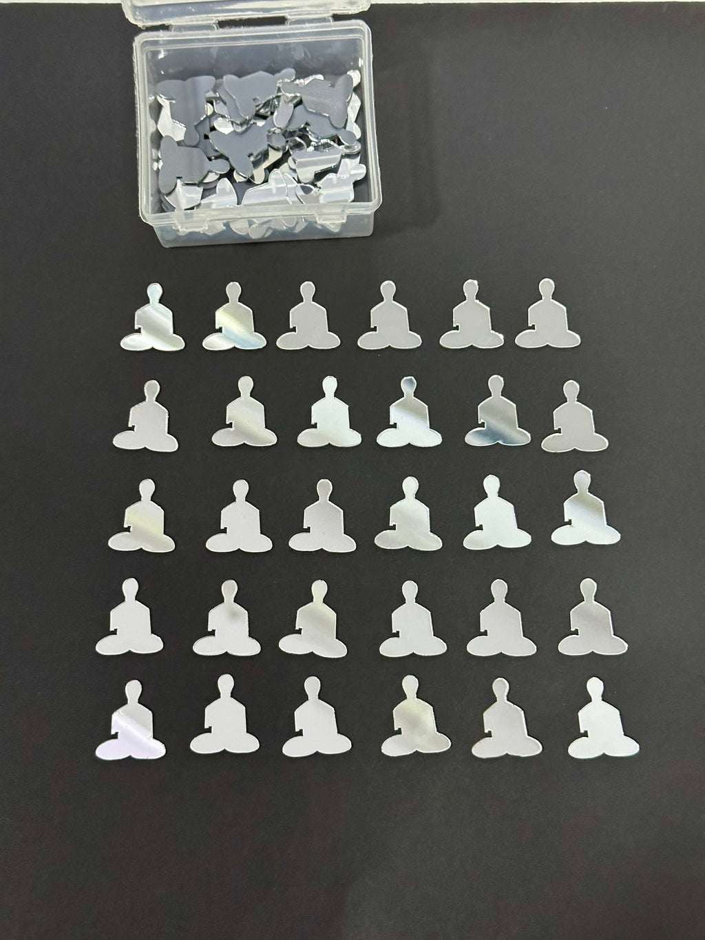 Budhdha Shape Silver Acrylic Mirror 23x25 mm (60 pcs)