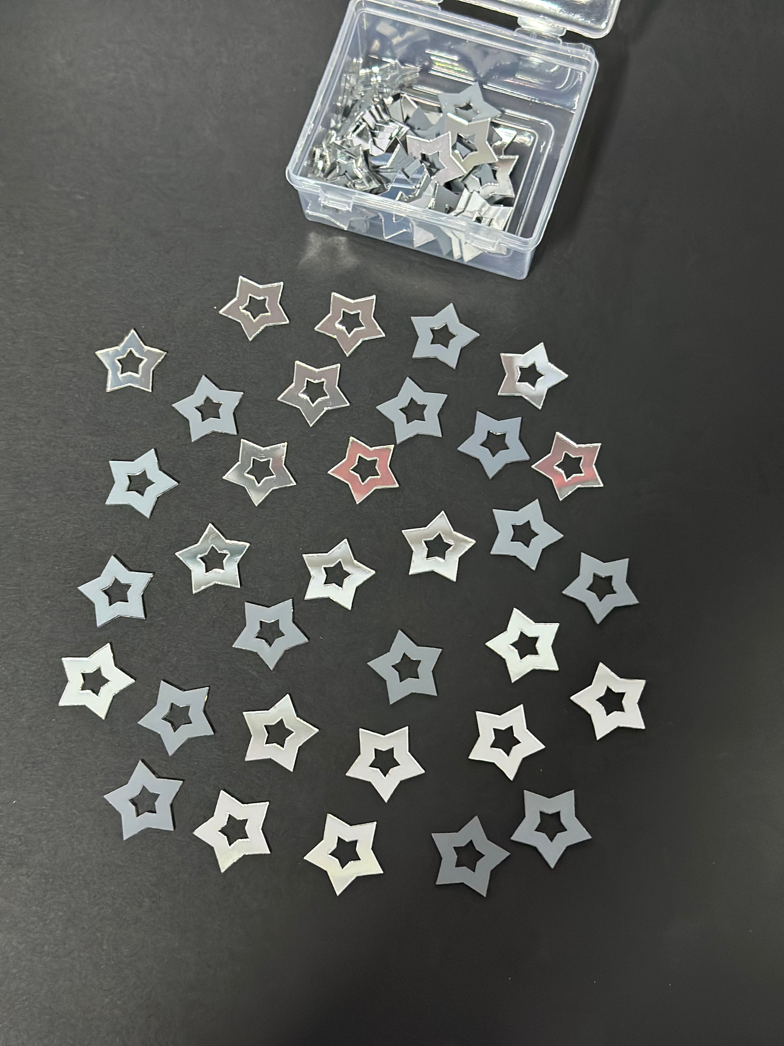 Star Shape Silver Acrylic Mirror 22 mm (76 pcs)