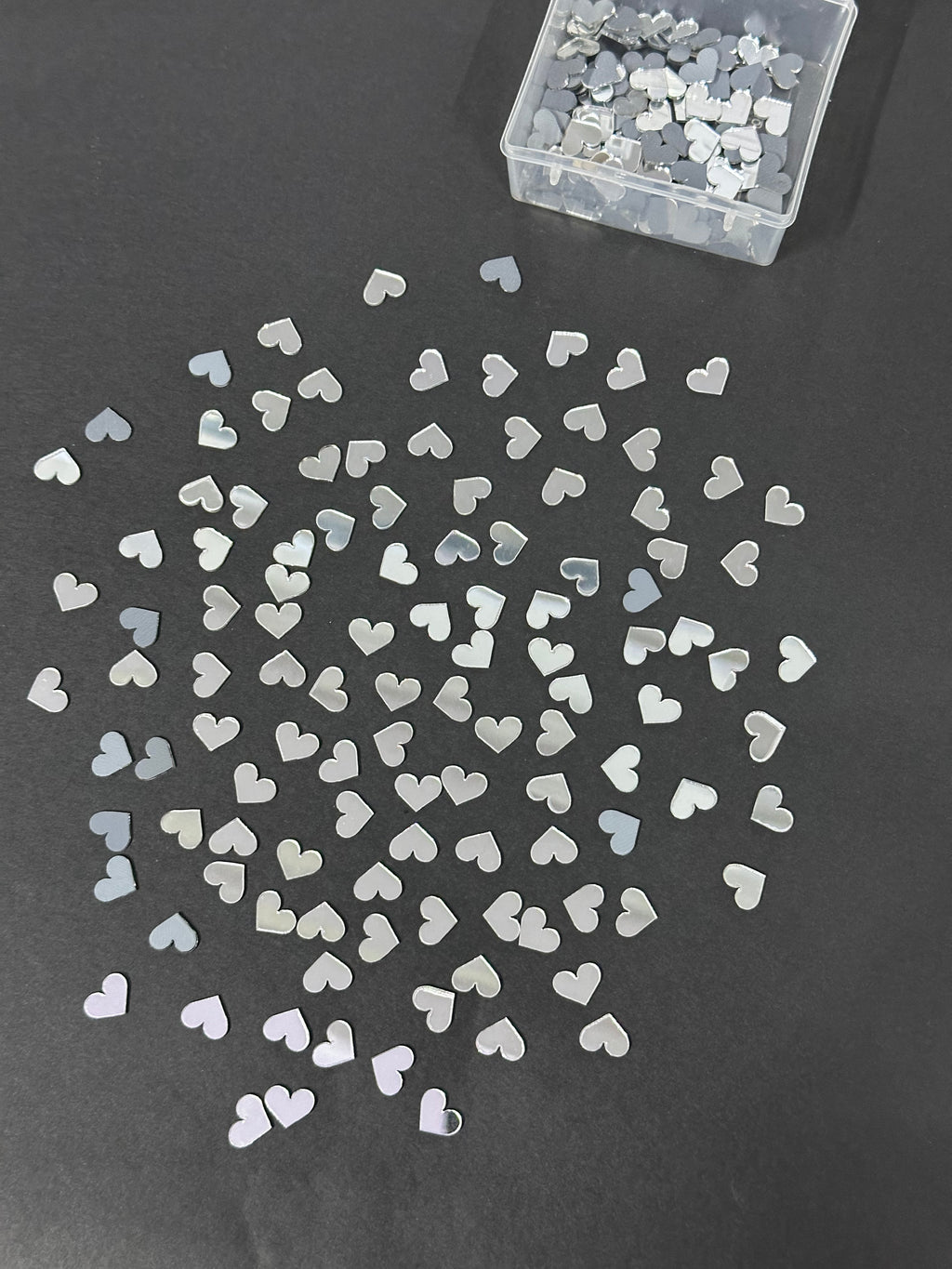 Small Heart Shape Silver Acrylic Mirror 11 mm (218 pcs)