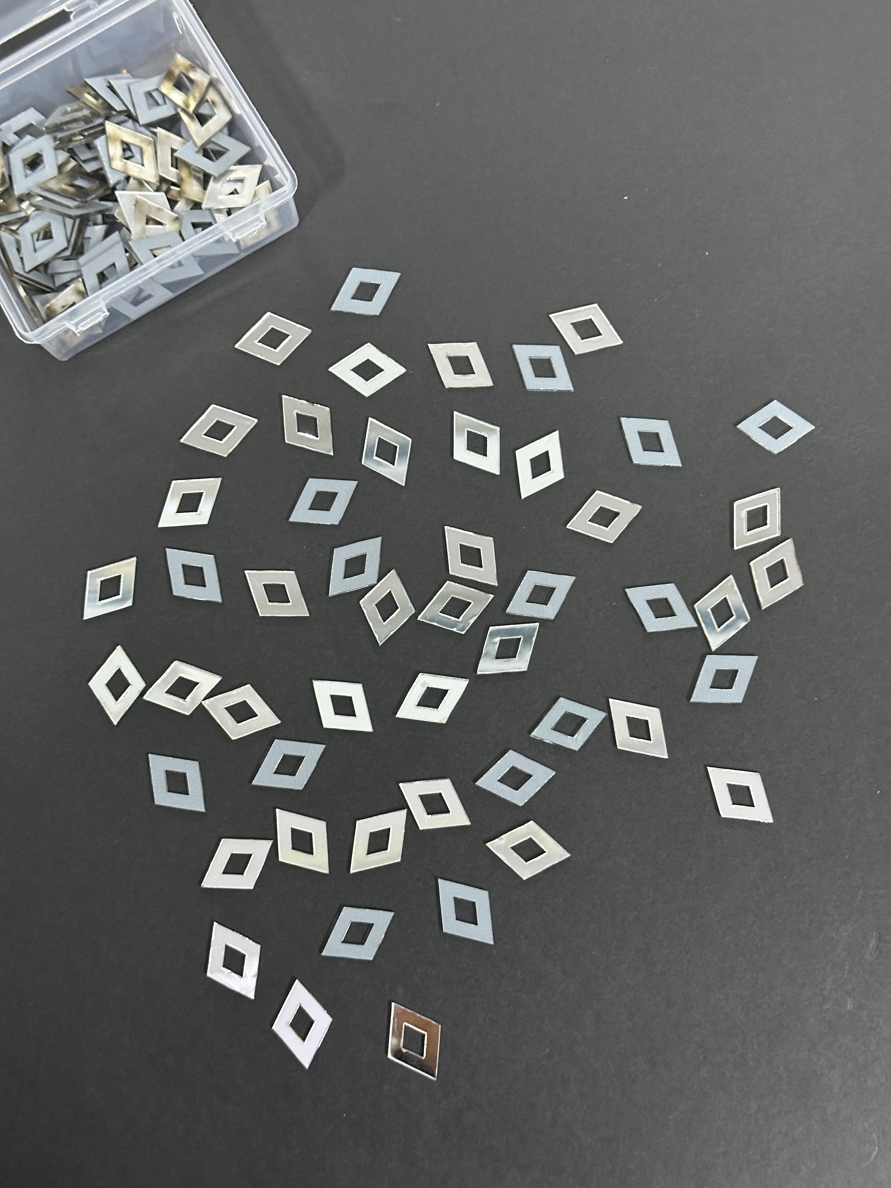 Diamond Shape Silver Acrylic Mirror 15x22 mm (129 pcs)