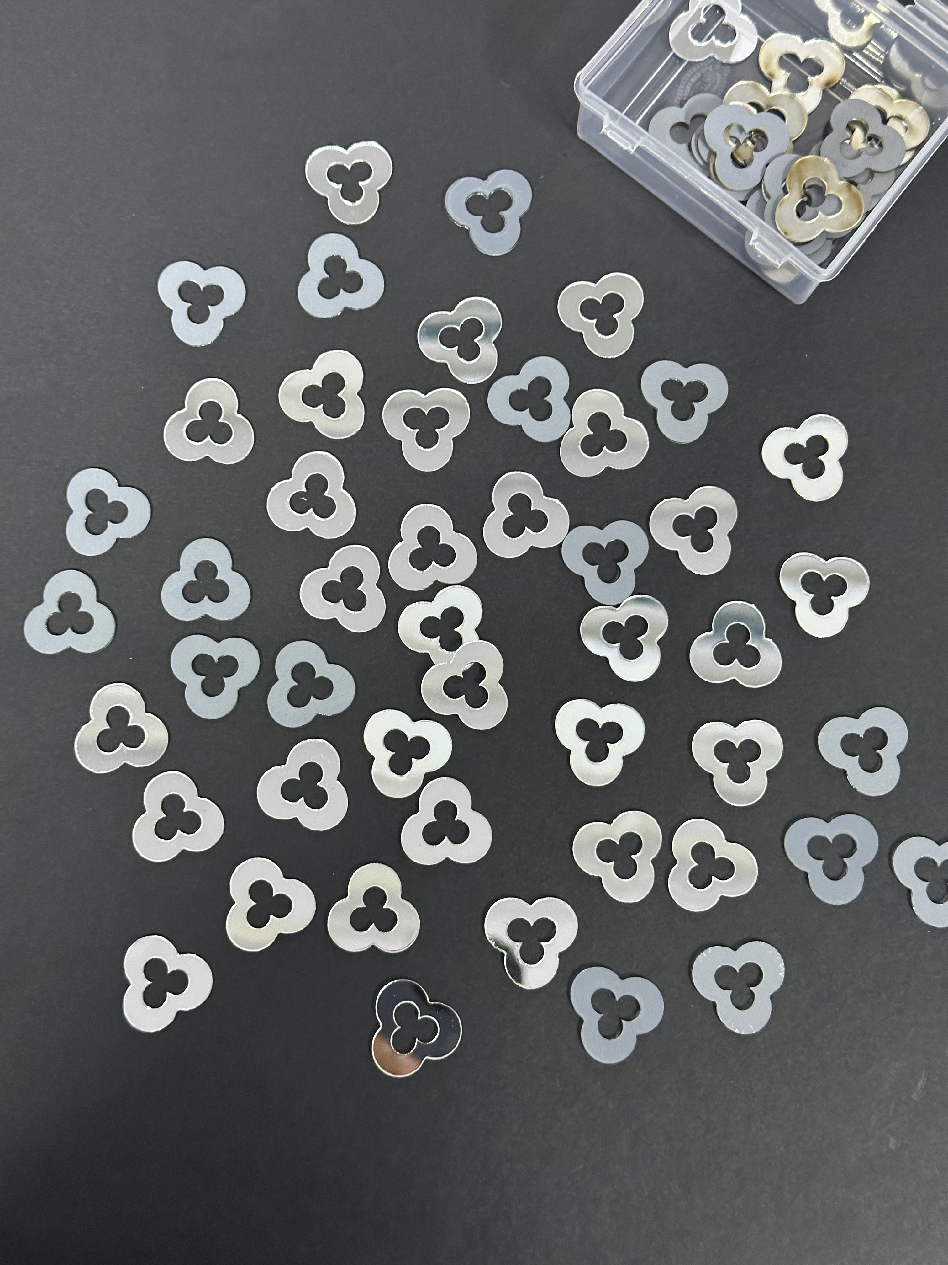 Three Curve Clover Shape Silver Acrylic Mirror 22 mm (60 pcs)