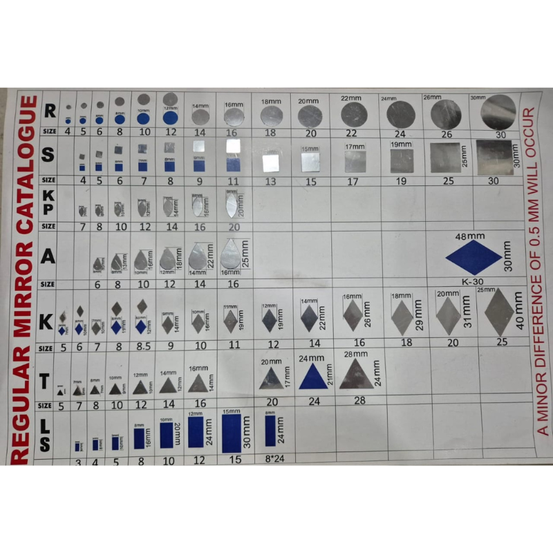 Plastic Mirror Sticker Sheet KP(Kashti) Shape