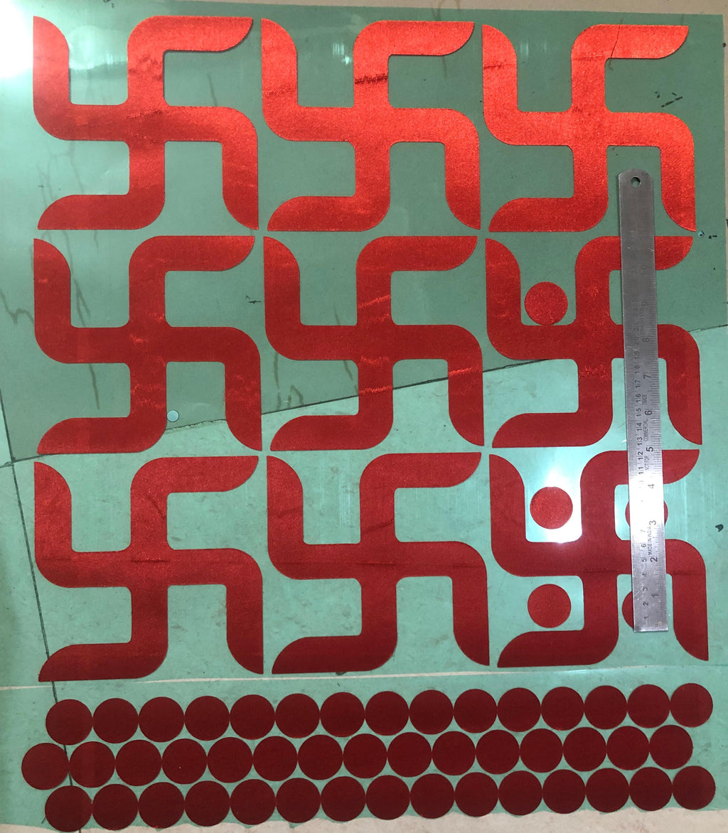 6 Inch Swastik And Round Red Clr (9 Swastik and 36 Round)
