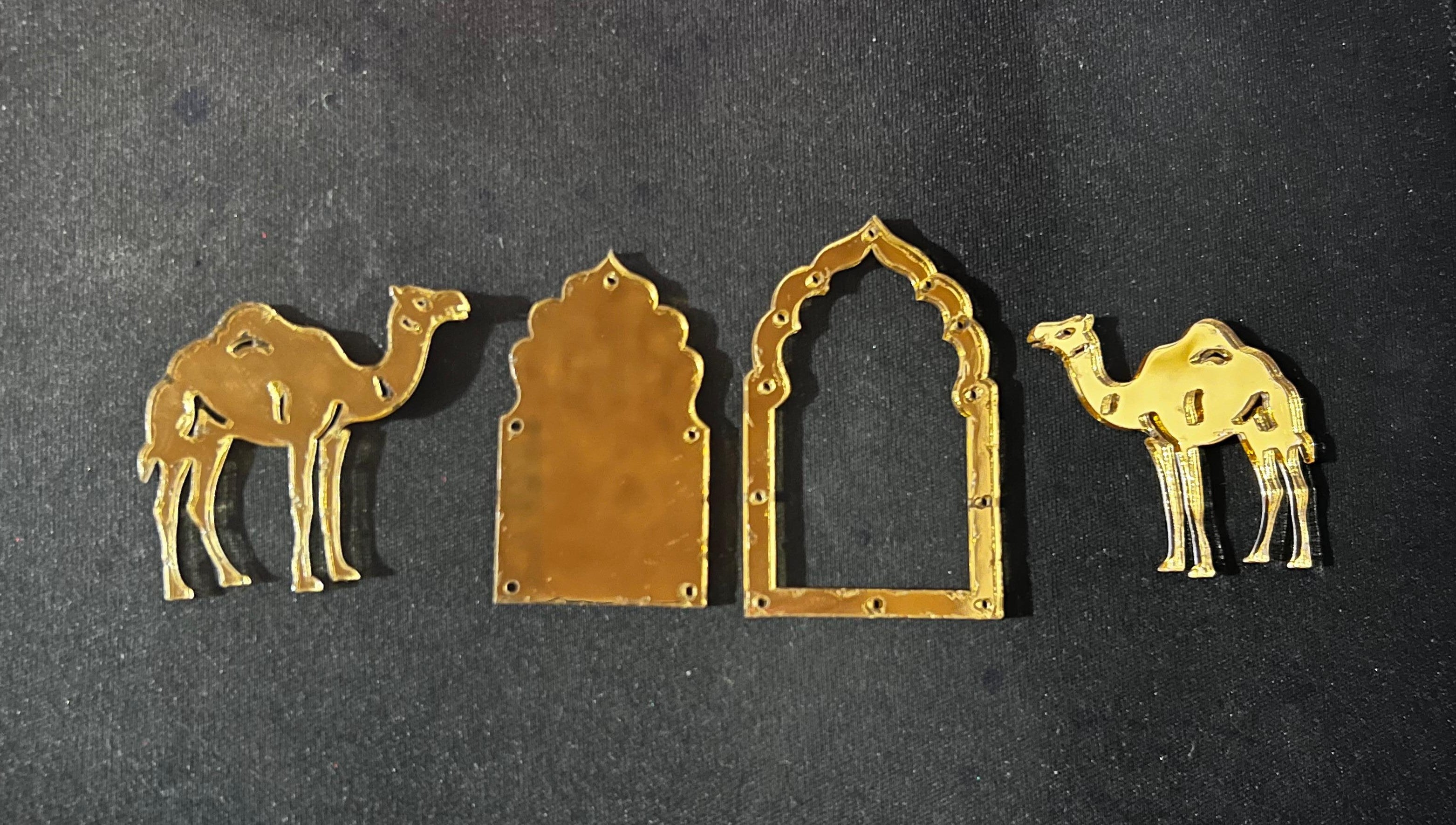 Camel and Jarukha shape Acrylic Mirror Golden (9 Pcs)